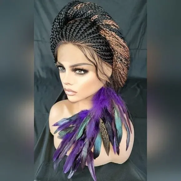 Braided wigs 100% handmade, long braids, long wig, stunning feeding cornrows - Picture 8 of 15